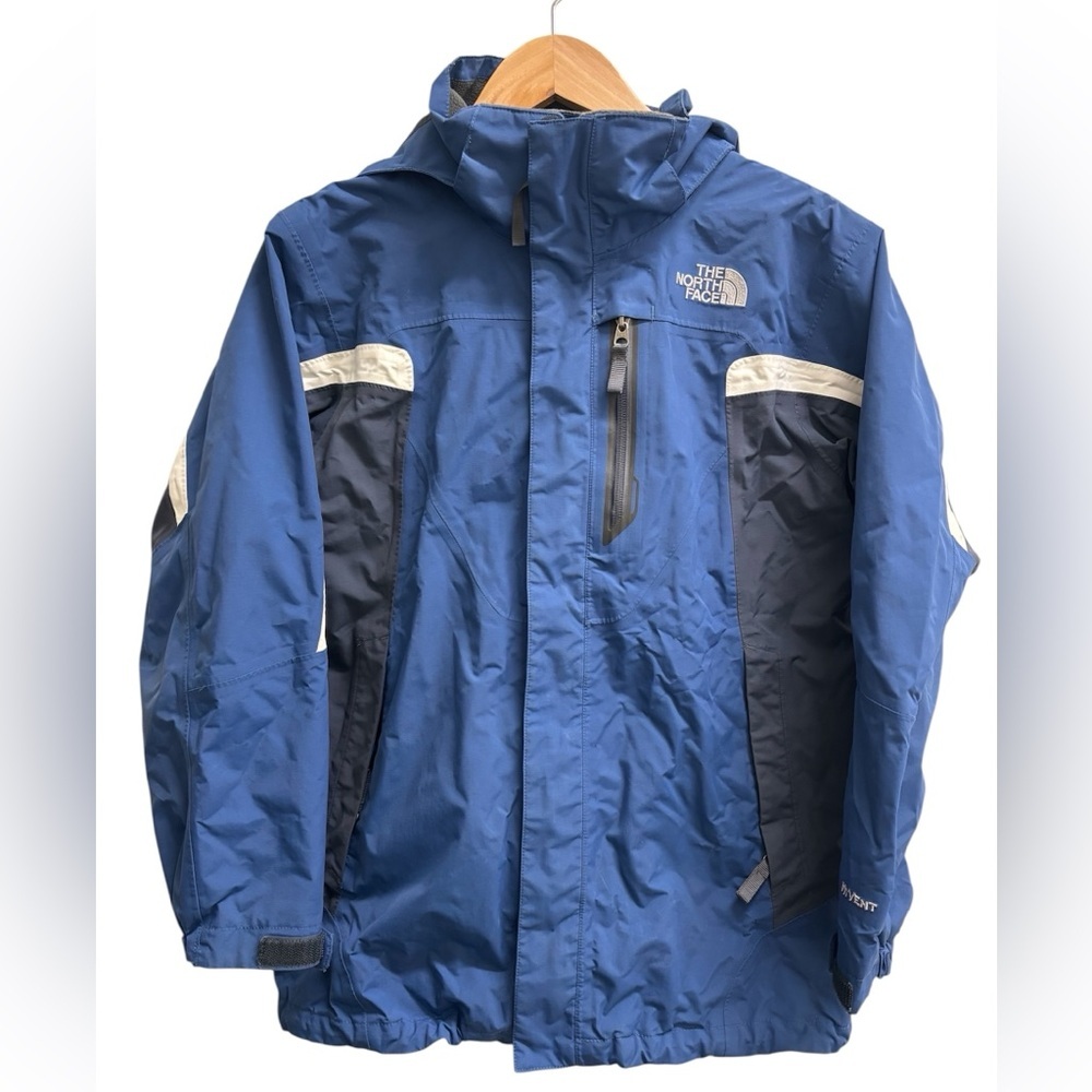 THE NORTH FACE Hyvent Hooded Shell Jacket Ski Gear Boys Size Large 12/14 Blue